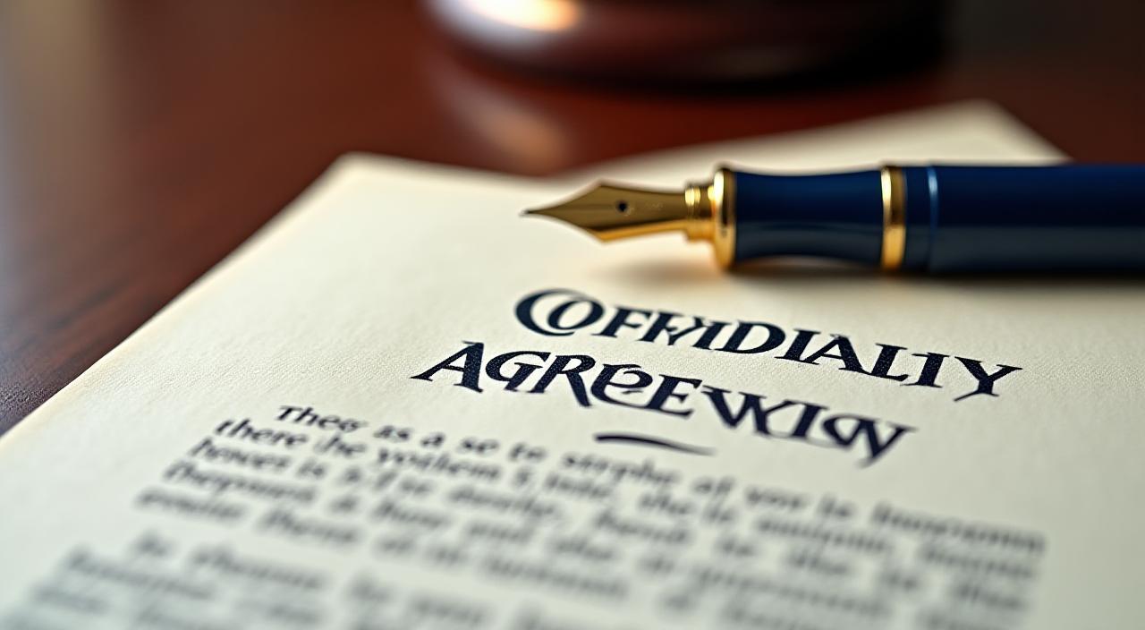 A secure executive workspace with a signed document and a gold fountain pen